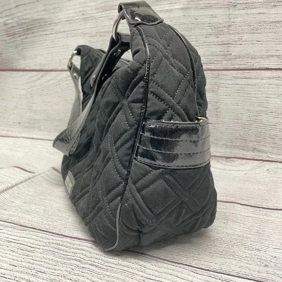 Vera Bradley Black Quilted Microfiber Shoulder Bag with Patented Leather Strap - Picture 12 of 14